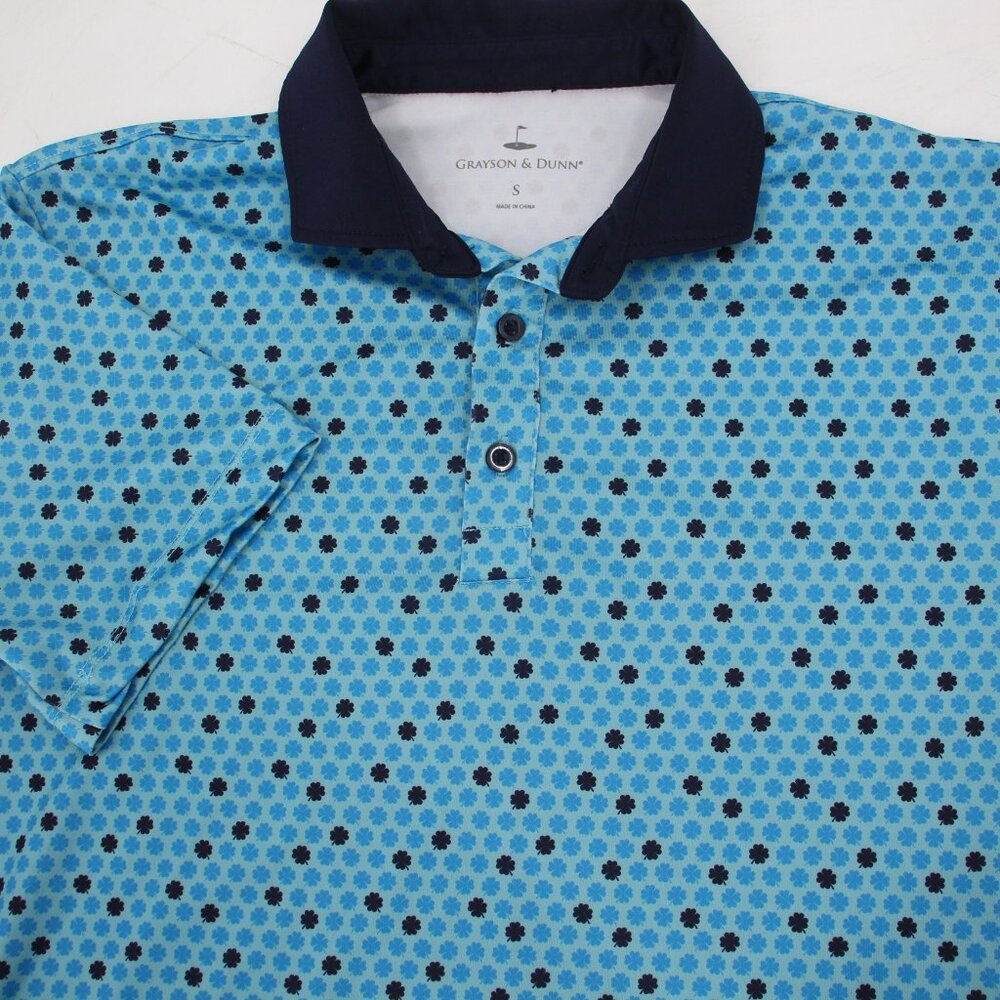 Grayson & Dunn Golf Polo Shirt Mens small All Over Print Leaf Clover Performance